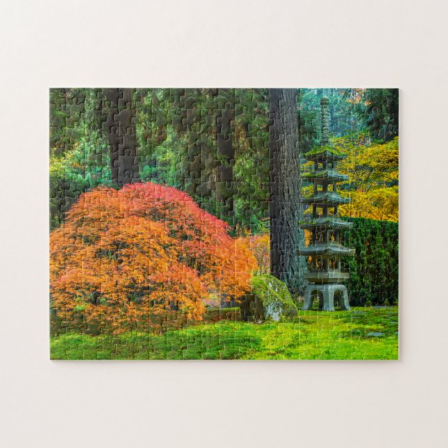 Japanese Gardens In Autumn In Portland, Oregon Jigsaw Puzzle (Horizontal)