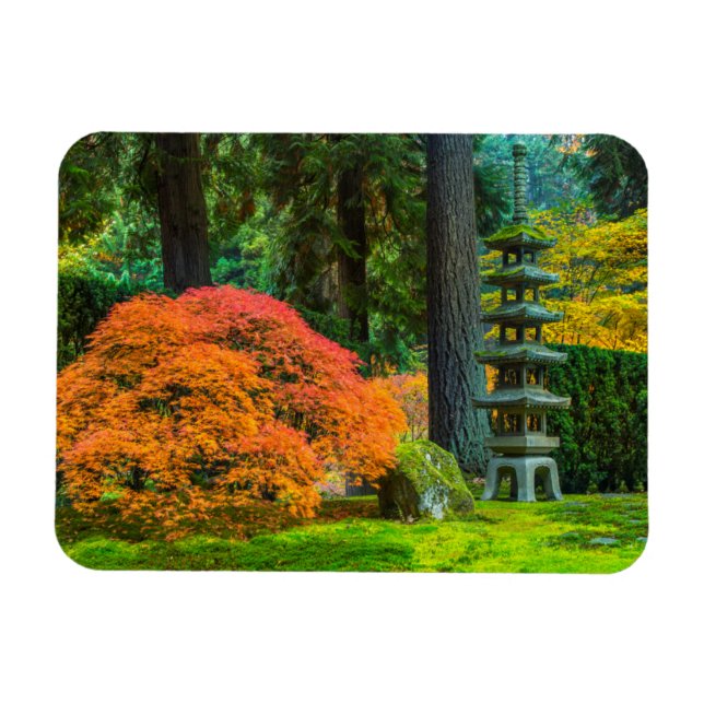 Japanese Gardens In Autumn In Portland, Oregon Magnet (Horizontal)