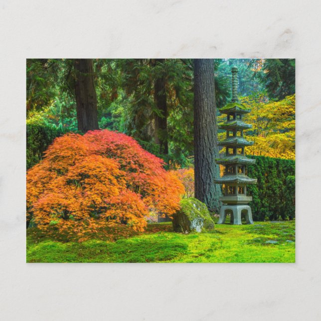 Japanese Gardens In Autumn In Portland, Oregon Postcard (Front)