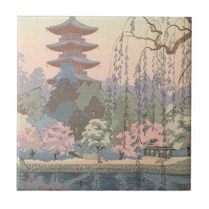 Japanese Gardens, Pagoda, Waterway Tile