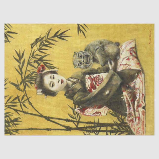 Japanese Geisha And Demon Tissue Paper (Front)