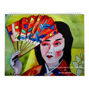 Japanese Geisha and Koi Art calendar
