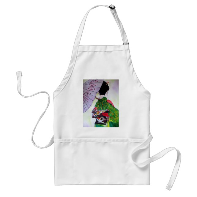 Japanese Geisha art with kimono and umbrella Standard Apron (Front)