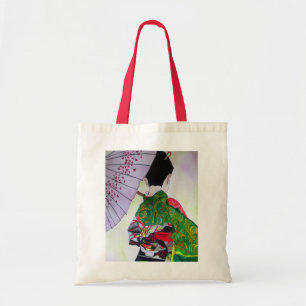 Japanese Geisha art with kimono and umbrella Tote Bag