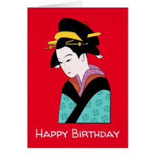 Japanese Geisha birthday kimono cute