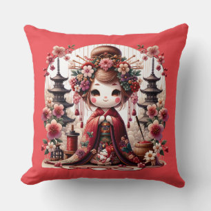 Japanese Geisha Cute Scene Cushion