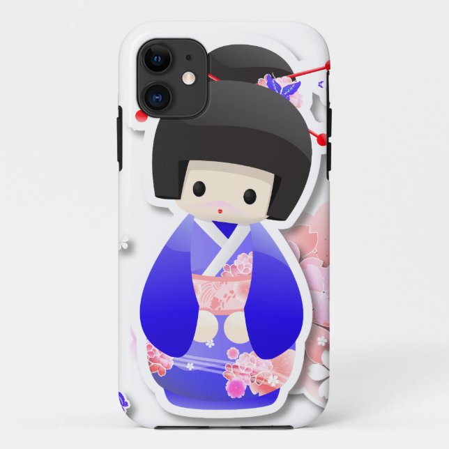 Japanese Geisha Doll - Blue Series iPhone Case (Back)