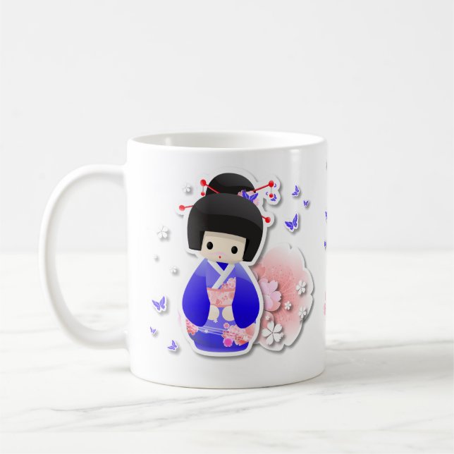 Japanese Geisha Doll - Blue Series Mug (Left)