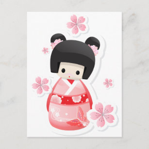 Japanese Geisha Doll - buns series Postcard