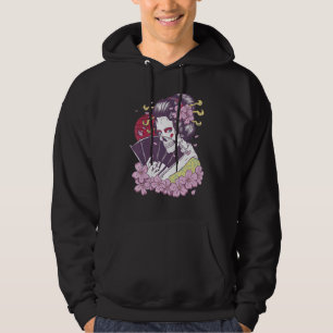 Japanese Geisha Girl Sakura Cherry Blossom Scary S Hoodie