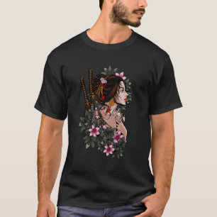 Japanese Geisha Girl Samurai Japan Katana Sakura F T-Shirt
