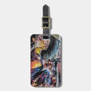 Japanese Geisha Girl Streets of Tokyo Painting Luggage Tag