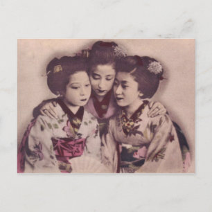 Japanese geisha girls, 1900 postcard