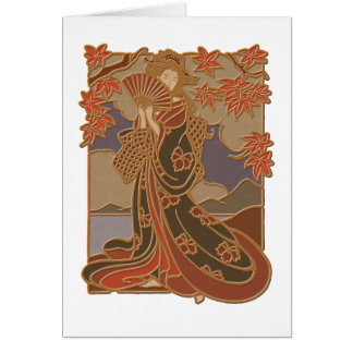Japanese Geisha in Kimono Asian Bamboo Art