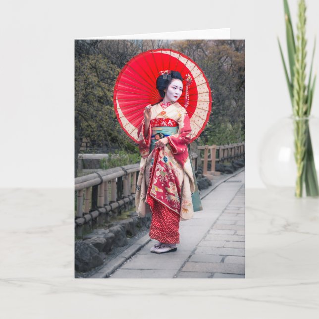 Japanese Geisha in Kyoto Card (Front)