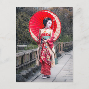 Japanese Geisha in Kyoto Postcard