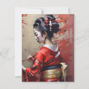  Japanese Geisha in Red A Portrait Holiday Card
