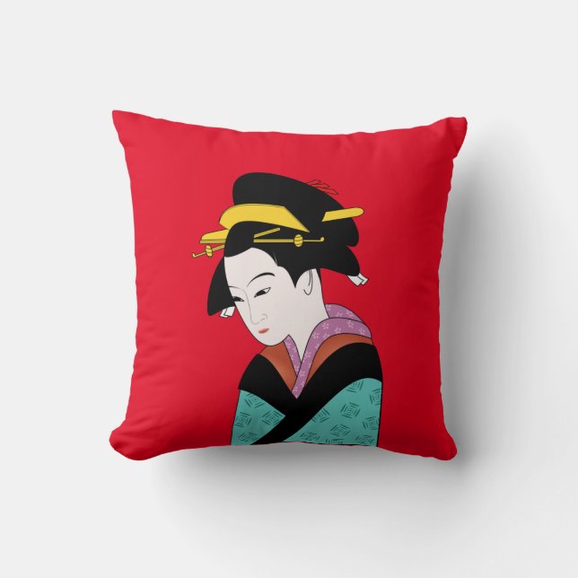 Japanese Geisha kimono cute art Cushion (Front)