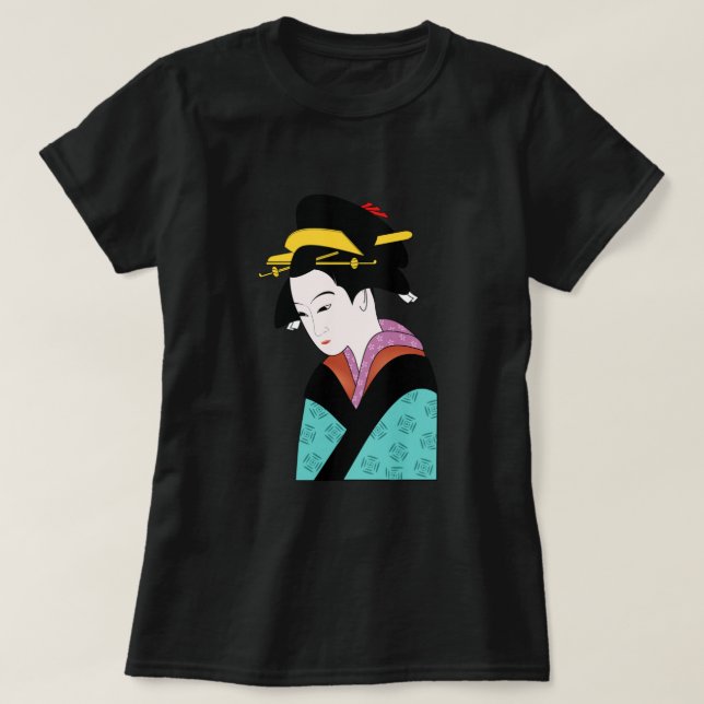 Japanese Geisha kimono cute art T-Shirt (Design Front)