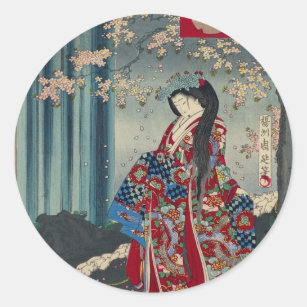 Japanese Geisha Lady Japan Art Cool Classic Classic Round Sticker