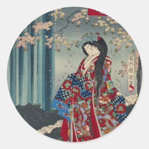 Japanese Geisha Lady Japan Art Cool Classic Classic Round Sticker
