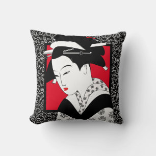 Japanese Geisha Lady Scroll Pillow