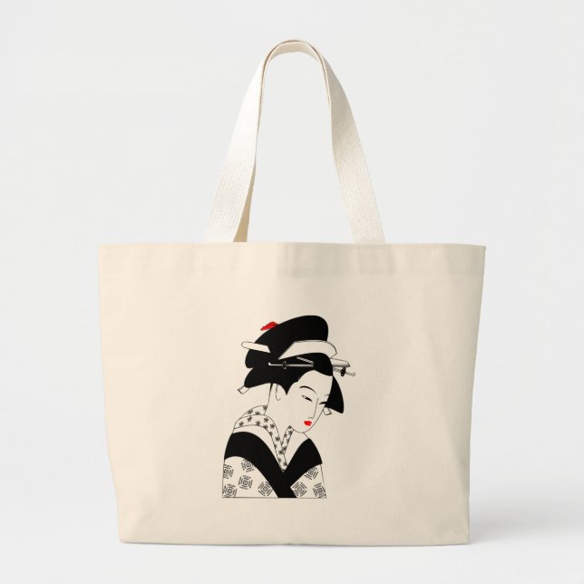 Japanese Geisha Large Tote Bag (Front)