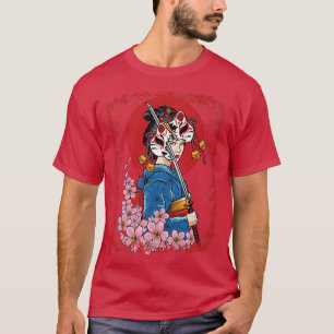 Japanese Geisha Mask Sword Japan  T-Shirt
