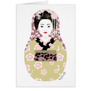 Japanese Geisha Matryoshka Card