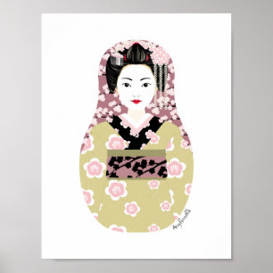 Japanese Geisha Matryoshka Poster