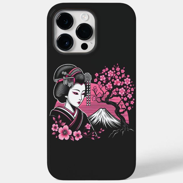 Japanese Geisha Mount Fuji Japanese Cherry Blossom Case-Mate iPhone Case (Back)