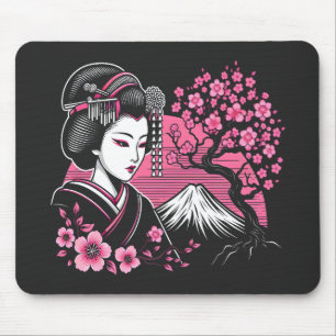 Japanese Geisha Mount Fuji Japanese Cherry Blossom Mouse Mat