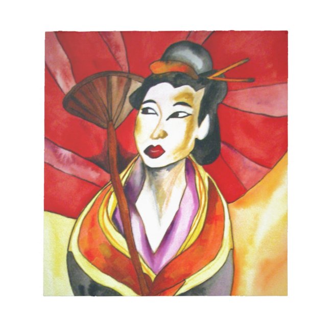 Japanese Geisha original art watercolor painting Notepad (Front)