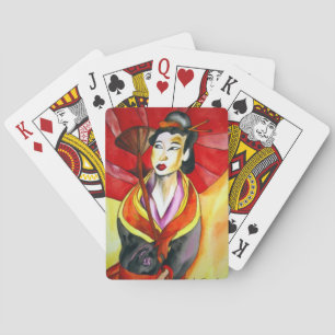 Japanese Geisha original art watercolor painting Playing Cards