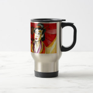 Japanese Geisha original art watercolor painting Travel Mug