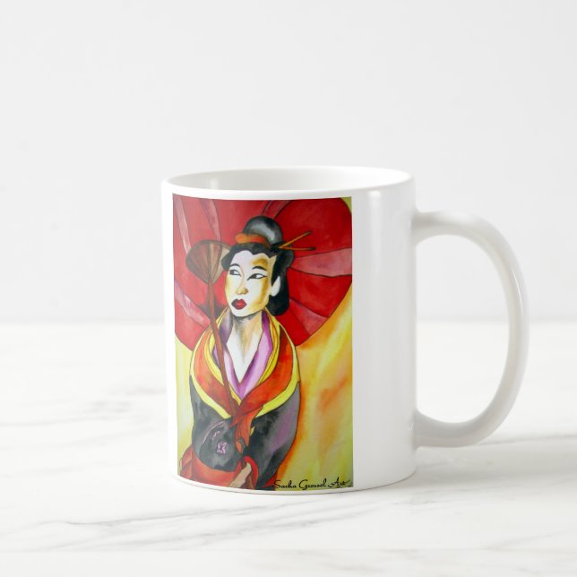 Japanese Geisha original watercolor art painting Coffee Mug (Right)