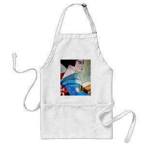 Japanese Geisha original watercolor art painting Standard Apron