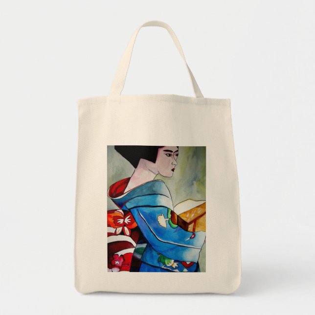 Japanese Geisha original watercolor art painting Tote Bag (Front)