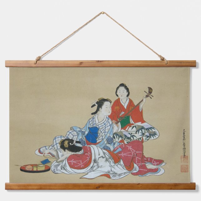 Japanese geisha party art  hanging tapestry (Front)