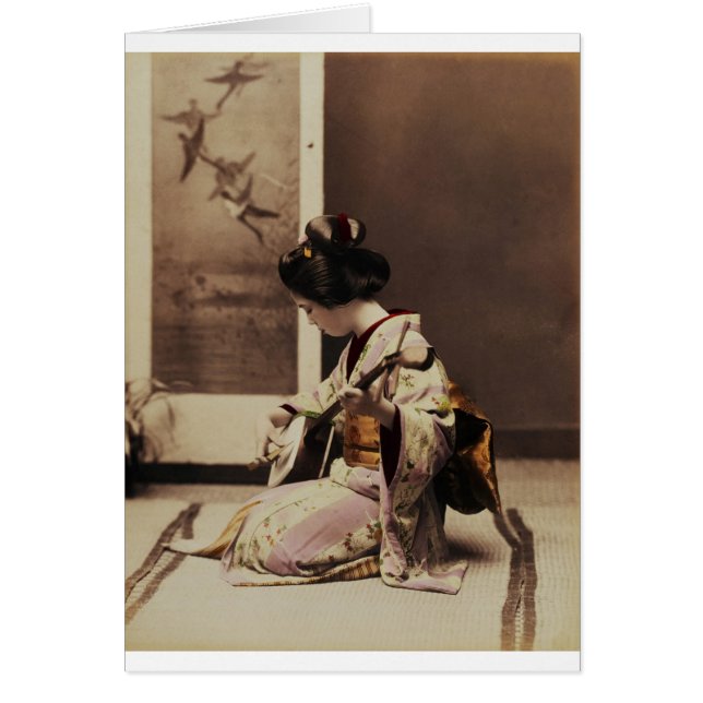 Japanese geisha playing the shamisen (Front)