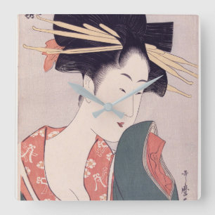 Japanese Geisha Square Wall Clock