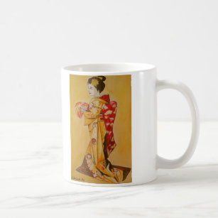 Japanese Geisha watercolor original art painting Coffee Mug