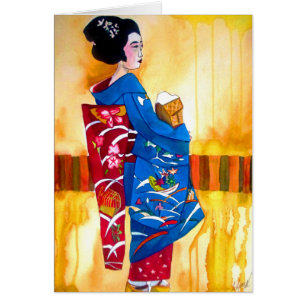 Japanese Geisha with blue kimono