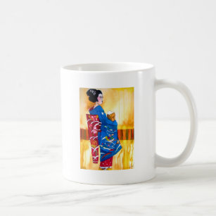 Japanese Geisha with blue kimono Coffee Mug