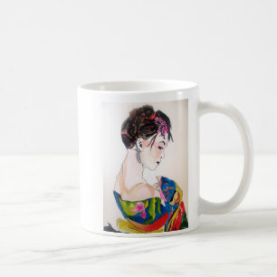 Japanese Geisha with blue kimono Coffee Mug