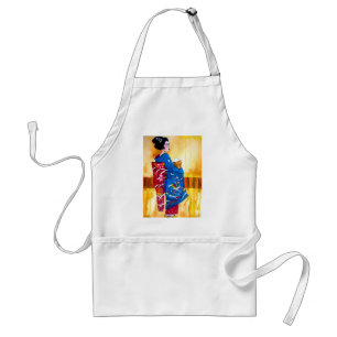 Japanese Geisha with blue kimono Standard Apron