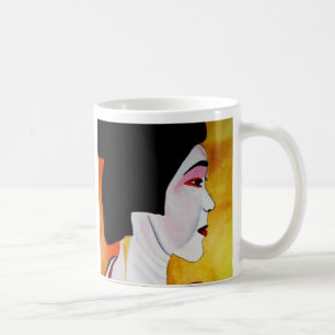 Japanese Geisha with green kimono original art Coffee Mug