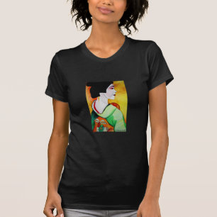Japanese Geisha with green kimono original art T-Shirt