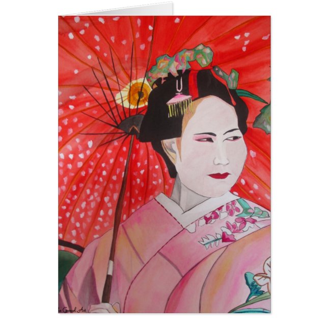 Japanese Geisha with red umbrella original art (Front)