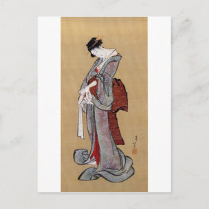 Japanese Geisha Woman, Hokusai, Ukiyo-e Postcard